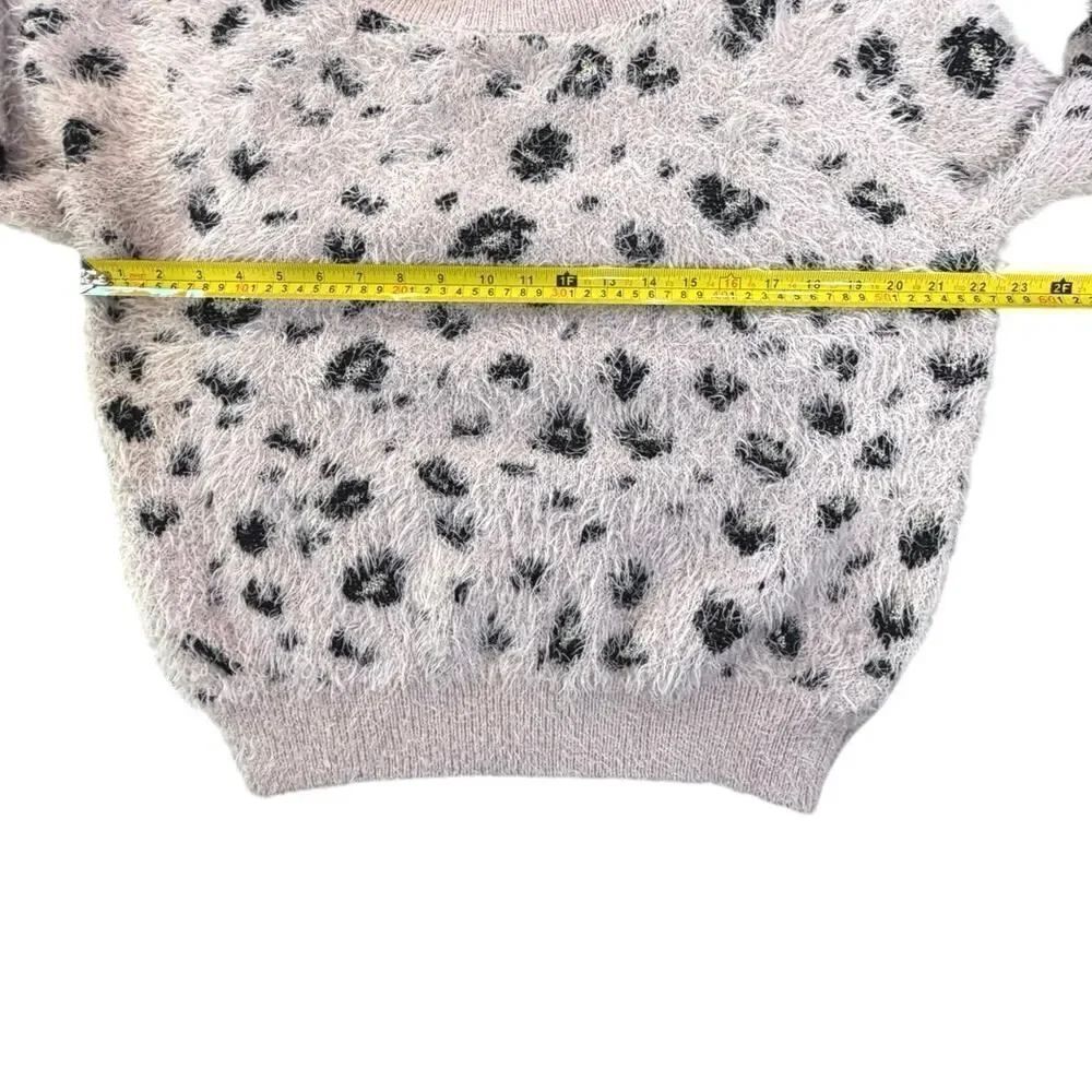 Candie's Eyelash Mock Neck Pullover Crewneck Leopard Print Sweater Cozy Chic XL - Picture 9 of 10